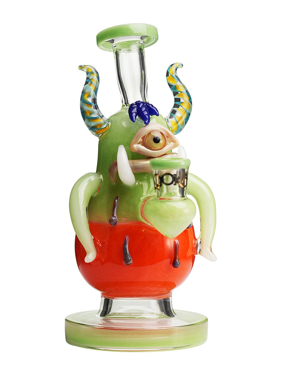 Lookah Bong 8" Mini One-Eyed Big-Bellied Monster Glass Water Pipe - Red, Colors: Orange, 6 image Lookah Bong 8" Mini One-Eyed Big-Bellied Monster Glass Water Pipe - Red, Colors: Orange, 6 image