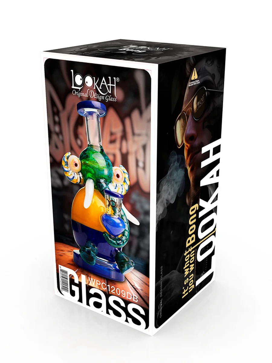 Lookah Rig 8" Mini Multicolored Elephant Dab Rig - Water Blue, Colors: Dark Green, 5 image Lookah Rig 8" Mini Multicolored Elephant Dab Rig - Water Blue, Colors: Dark Green, 5 image