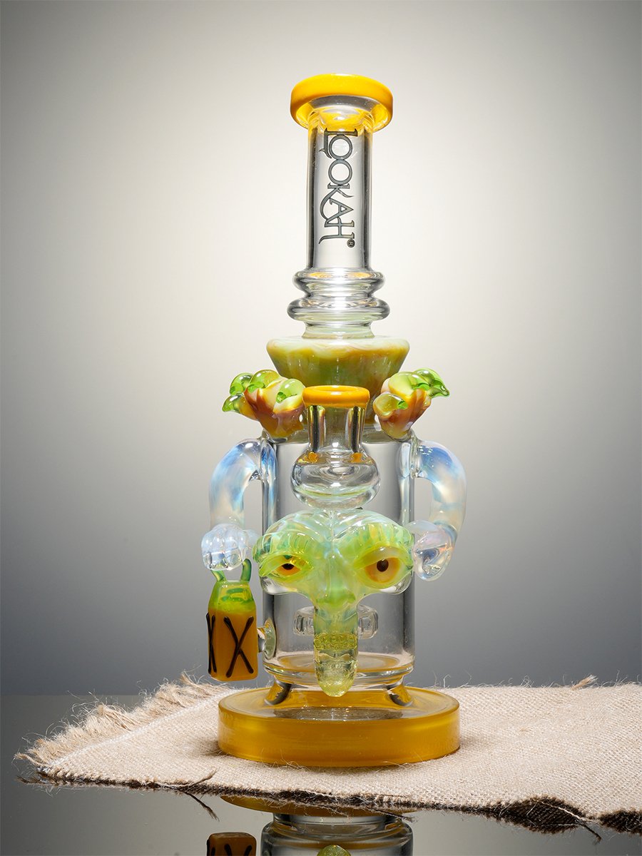 10.5" Cool facial sculpture showerhead Perc Glass Bong, Color: Red, 3 image 10.5" Cool facial sculpture showerhead Perc Glass Bong, Color: Red, 3 image