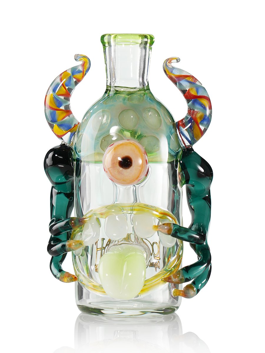 14mm Joint 90-degree Playfull Monster Ash Catcher  black green 14mm Joint 90-degree Playfull Monster Ash Catcher  black green