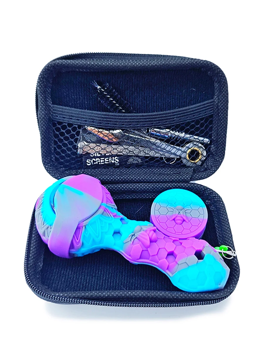 Honeycomb Silicone Pipe Set, Color: Purple-blue