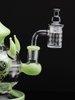 14 MM Bamboo Seal Engraving Quartz Flat Top Banger with Spinner Carb Cap and 3 Terp Pearls, Color: Green, 5 image