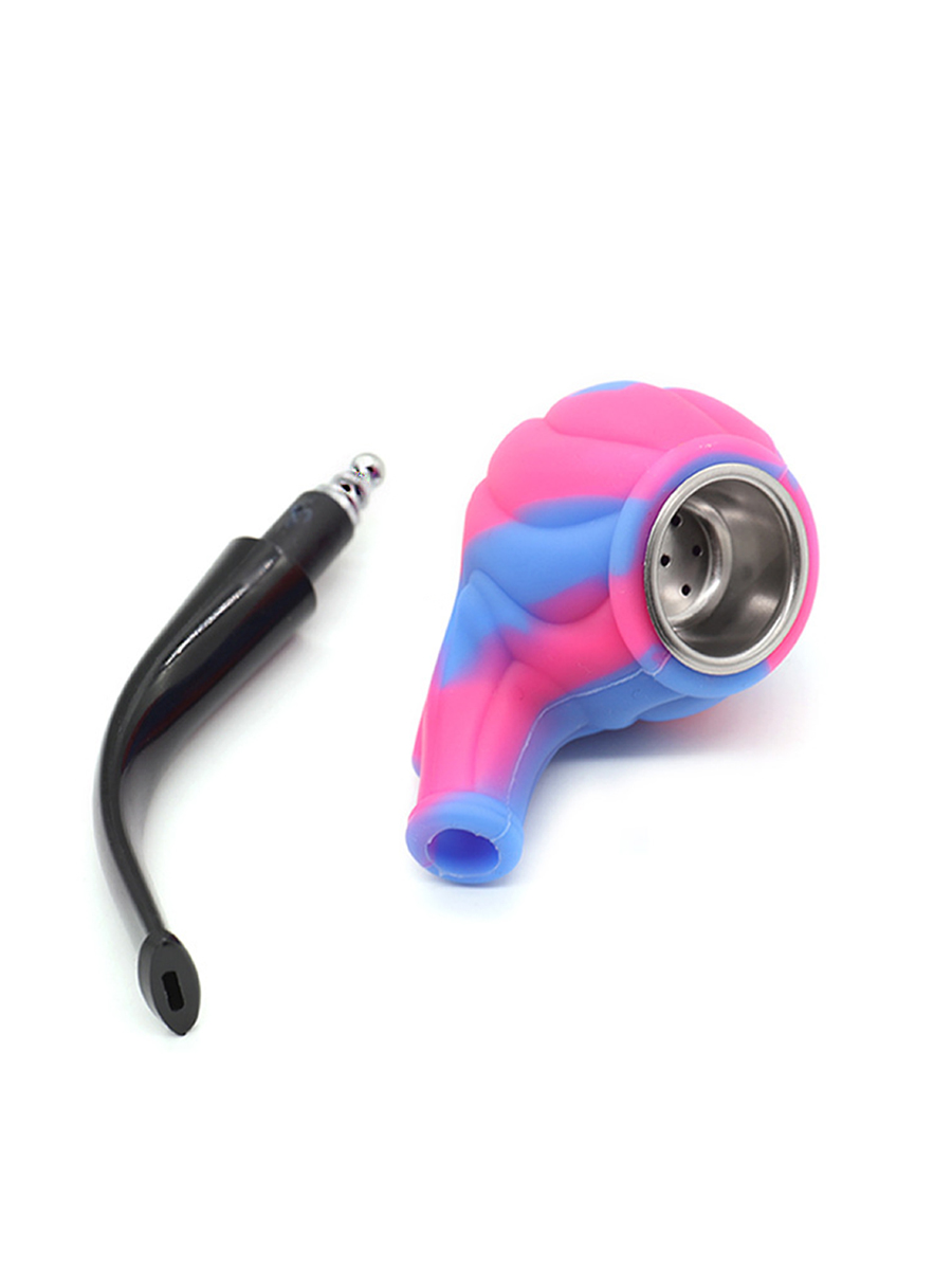Colorful Silicone Hand Pipe with Glass Bowl2