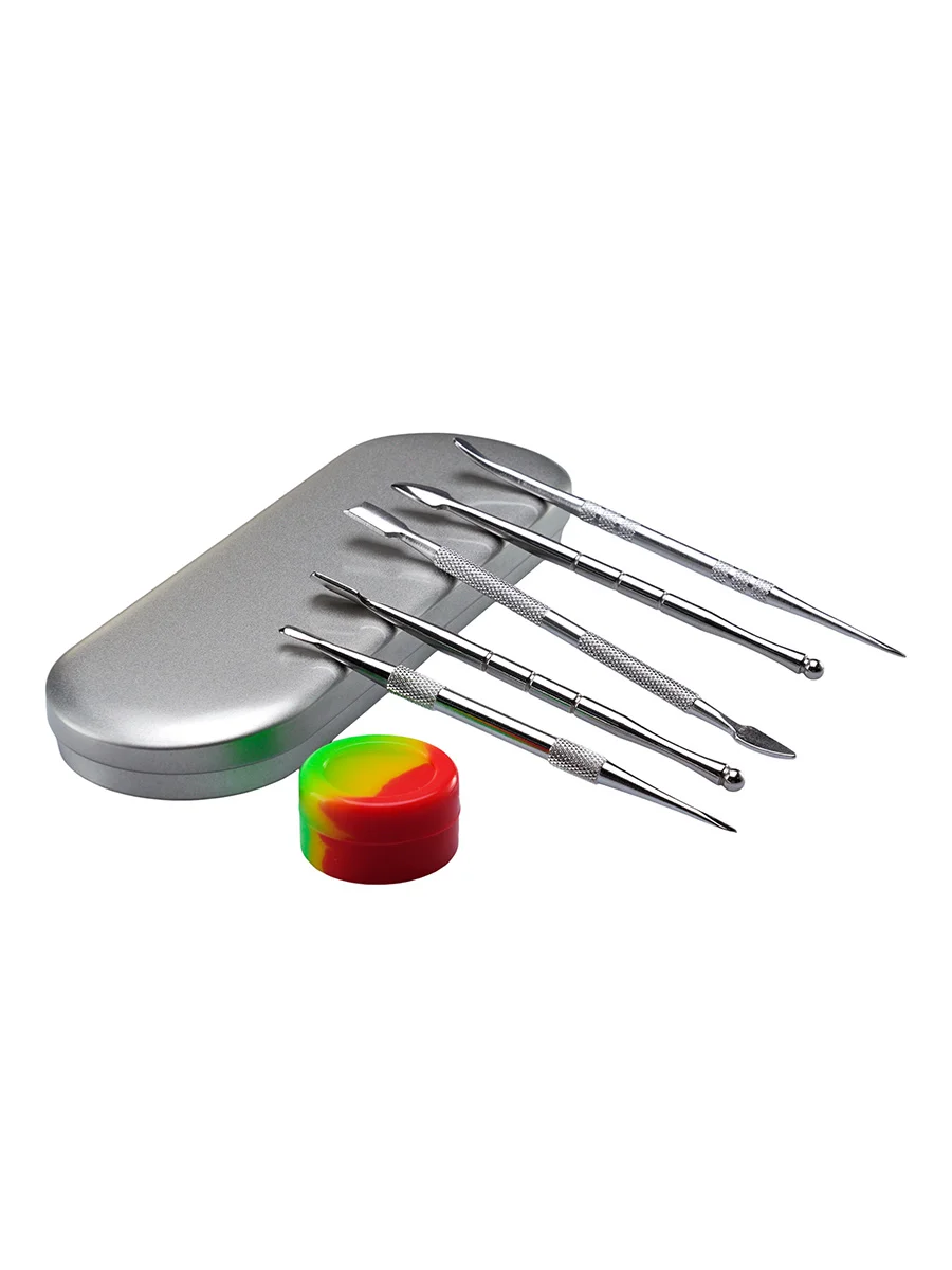 5 PCS Metal Dab Tool Kit with Silicone Container and Travel Case, Color: Rainbow, 6 image