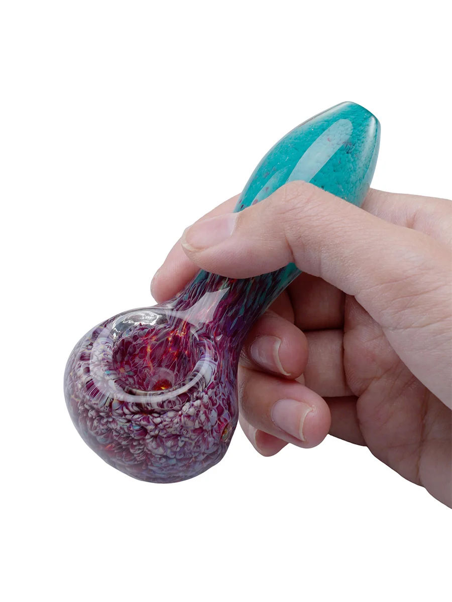 4'' Handmade Color Frit Glass Spoon Pipe with Gorgeous Bowl, 3 image