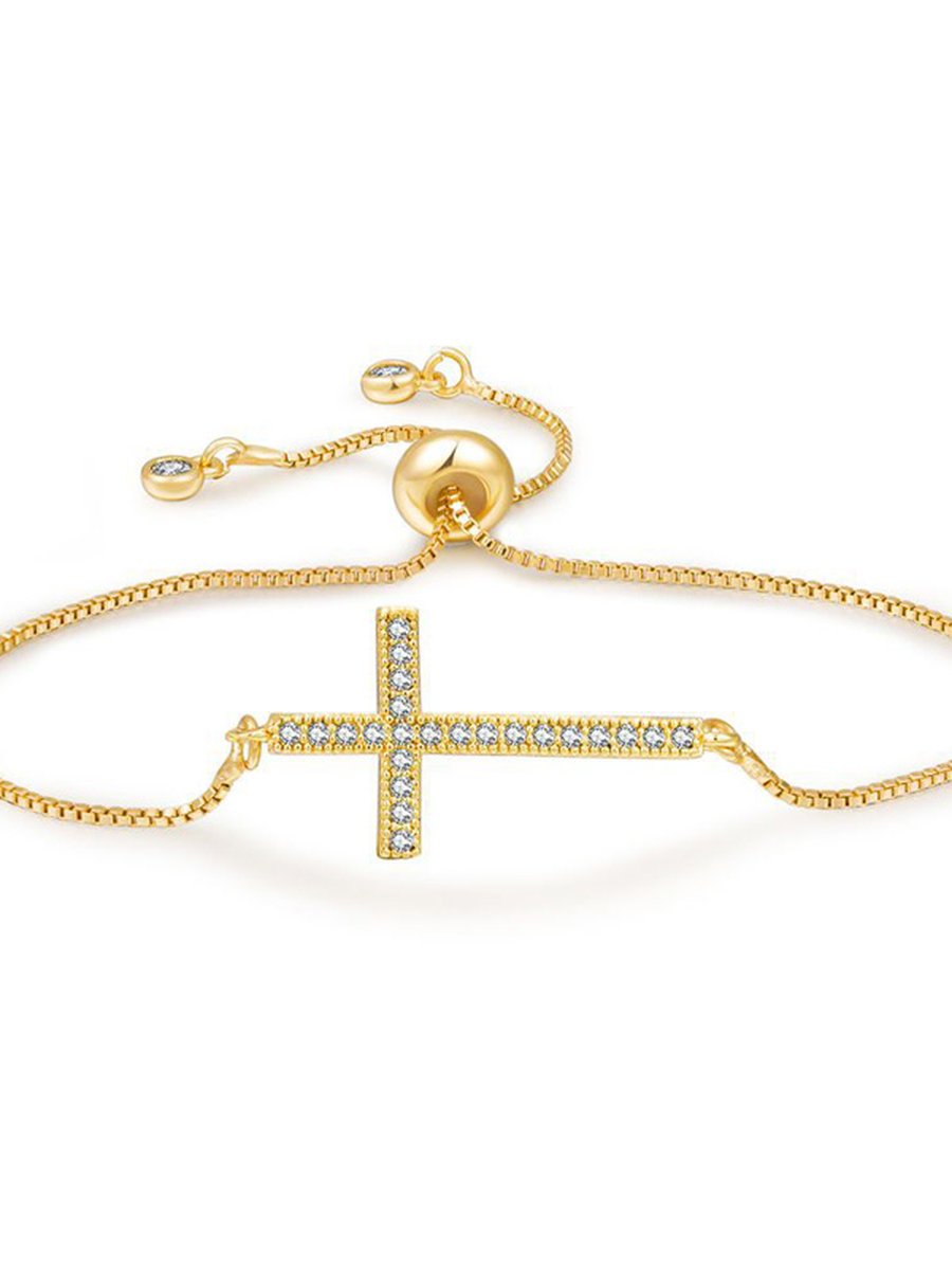 Adjustable Cross Bracelet, Color: Silver, 2 image Adjustable Cross Bracelet, Color: Silver, 2 image