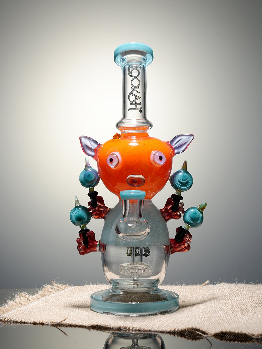 Lookah 9.5" Small Cute Piggy Showerhead Perc Glass Bong, Color: Purple, 3 image Lookah 9.5" Small Cute Piggy Showerhead Perc Glass Bong, Color: Purple, 3 image