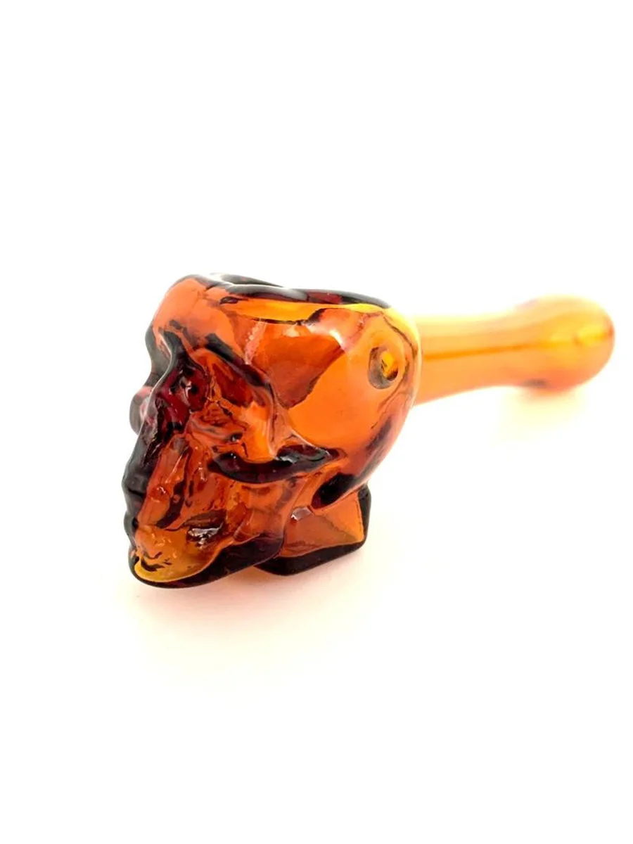 4&quot; Skull Glass Pipe Orange