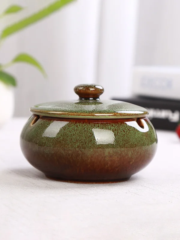 Green Windproof Ceramic Ashtray Green Windproof Ceramic Ashtray