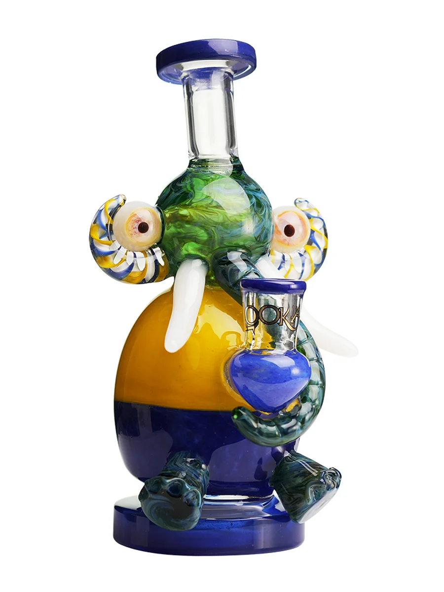 Lookah Rig 8" Mini Multicolored Elephant Dab Rig - Water Blue, Colors: Dark Green, 4 image Lookah Rig 8" Mini Multicolored Elephant Dab Rig - Water Blue, Colors: Dark Green, 4 image
