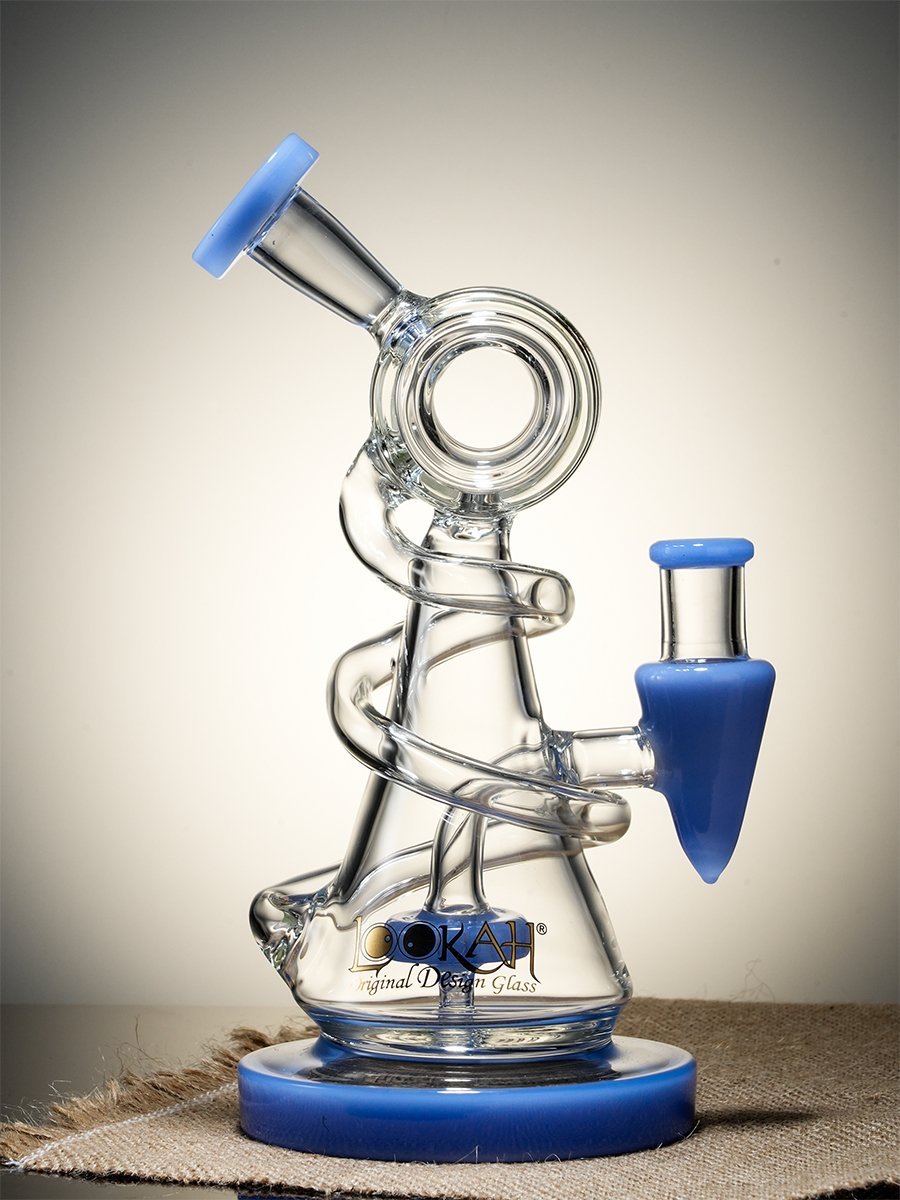 Blue 9" Mini Recycler Spiral Beaker Water Pipe2 Blue 9" Mini Recycler Spiral Beaker Water Pipe2