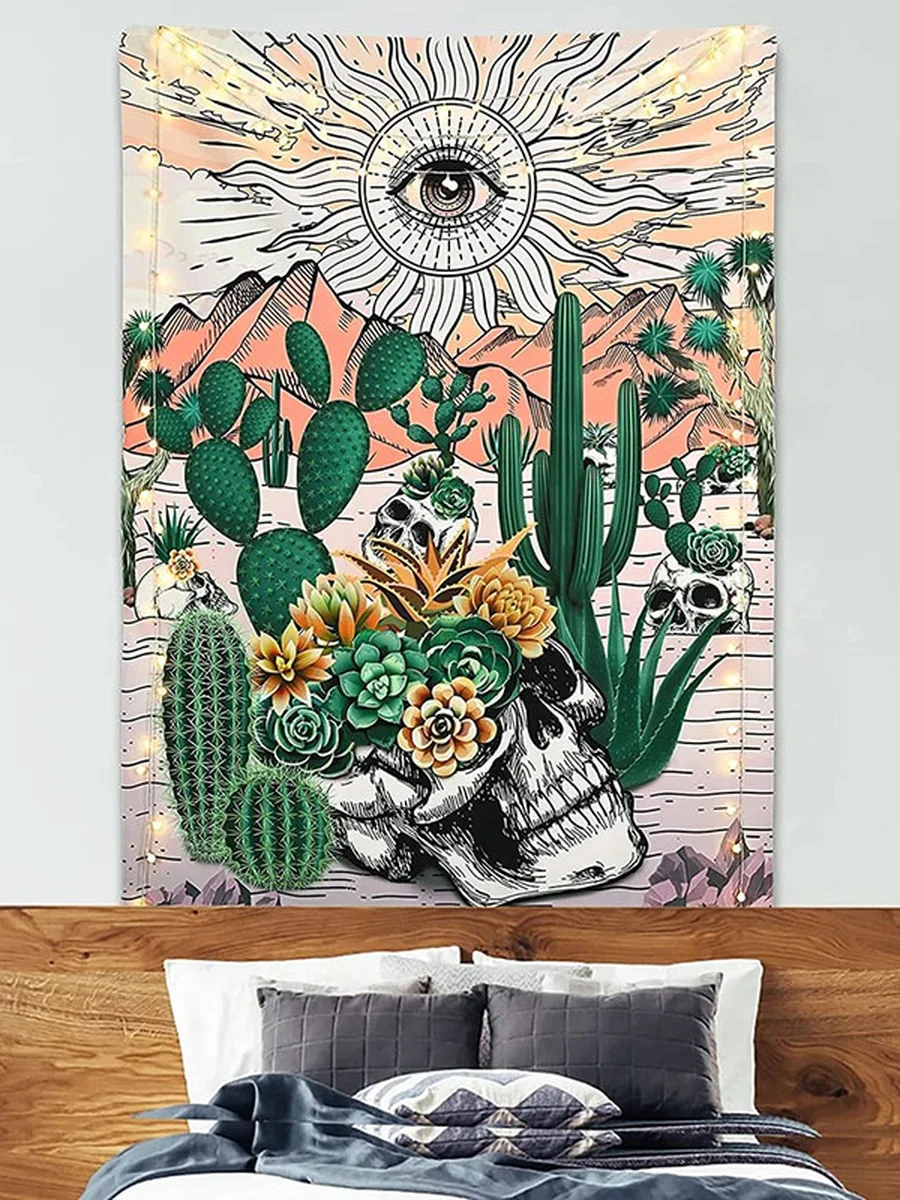 Vertical Skeleton Sun Tapestry, Size: 37.40x28.74inch, 4 image