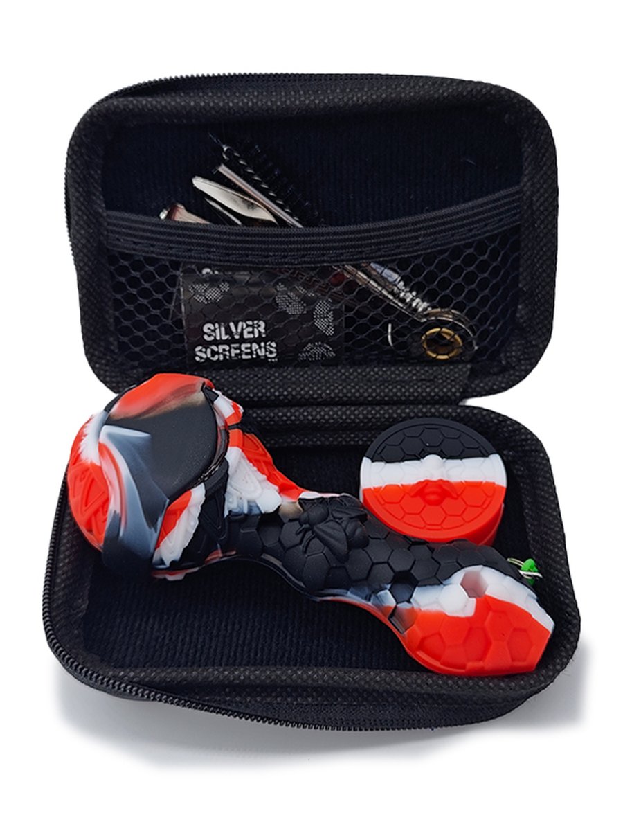 Honeycomb Silicone Pipe Set, Color: Orange-blue, 18 image Honeycomb Silicone Pipe Set, Color: Orange-blue, 18 image