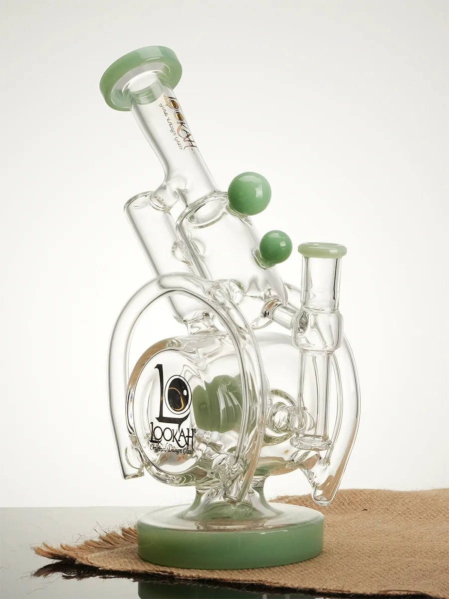 Lookah 10" Orbital Double Chamber Recycler Glass Bong, Colors: Blue, 5 image Lookah 10" Orbital Double Chamber Recycler Glass Bong, Colors: Blue, 5 image