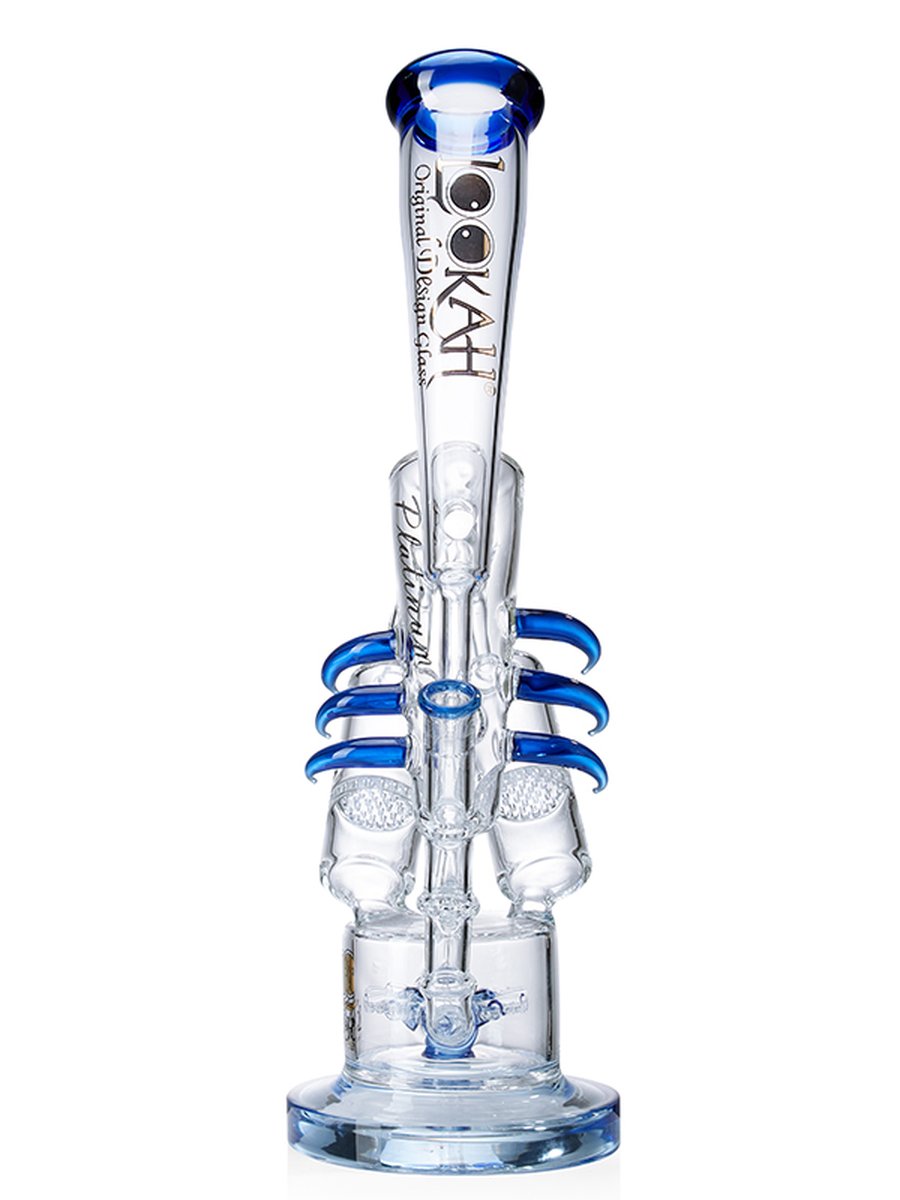 Lookah Bong 15" Disc Perc Triple Filter Chamber Recycler Water Pipe - Clear Blue, Colors: Clear Blue, 3 image Lookah Bong 15" Disc Perc Triple Filter Chamber Recycler Water Pipe - Clear Blue, Colors: Clear Blue, 3 image