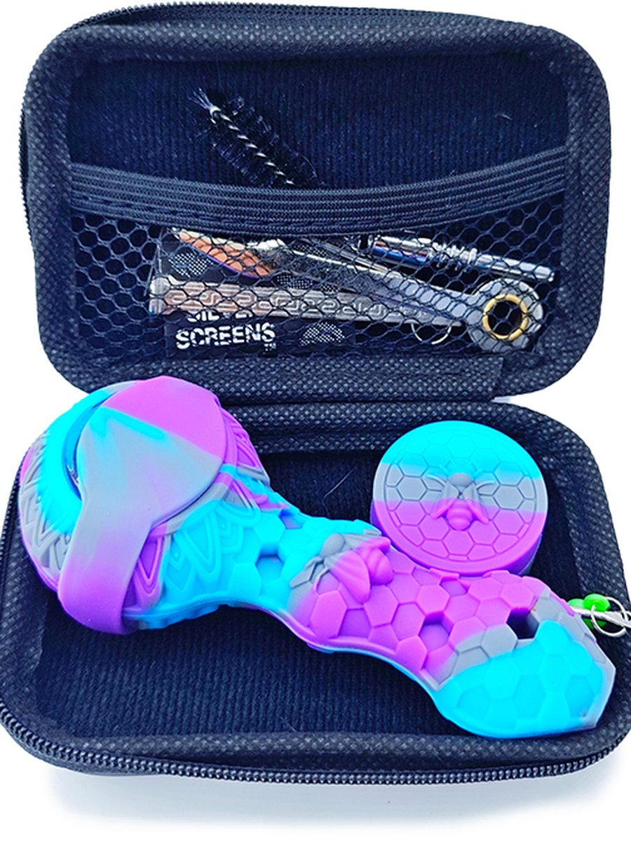 Honeycomb Silicone Pipe Set, Color: Orange-blue, 11 image Honeycomb Silicone Pipe Set, Color: Orange-blue, 11 image