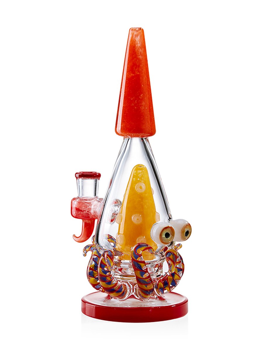 Lookah Bong 10" Cute Octopus Monster Glass Water Pipe - Red, Colors: Red, 3 image Lookah Bong 10" Cute Octopus Monster Glass Water Pipe - Red, Colors: Red, 3 image