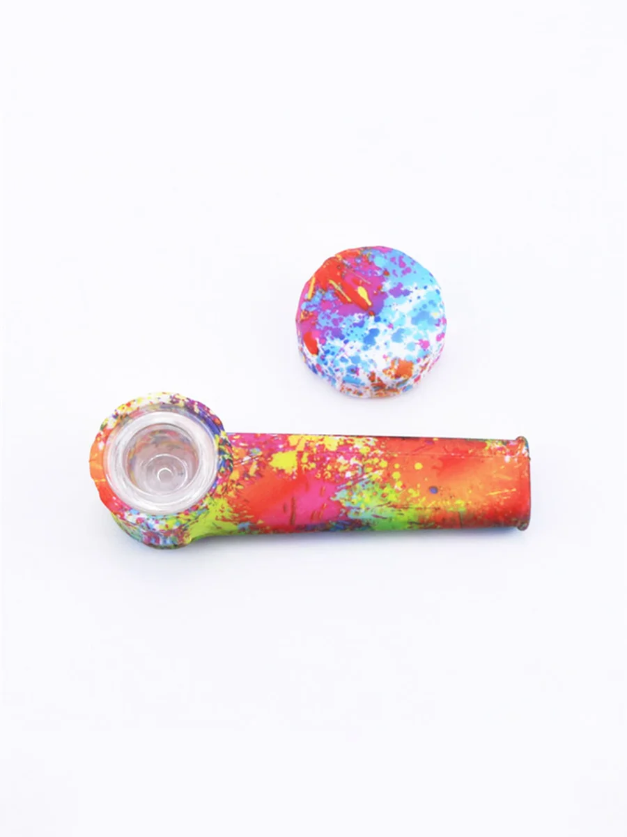 Silicone Hand Pipe With Glass Bowl And Lid