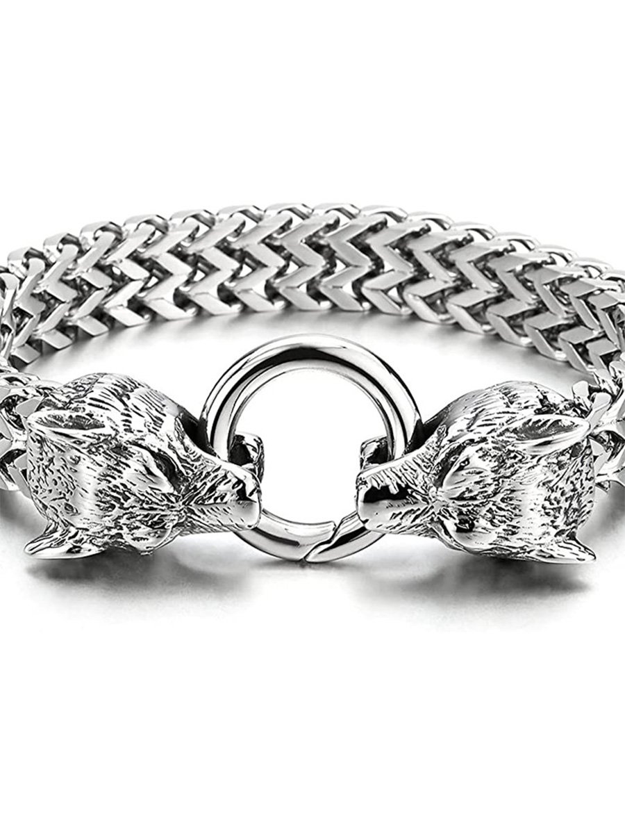 Wolf Head Bracelet Wristband, Size: 19CM, 4 image Wolf Head Bracelet Wristband, Size: 19CM, 4 image