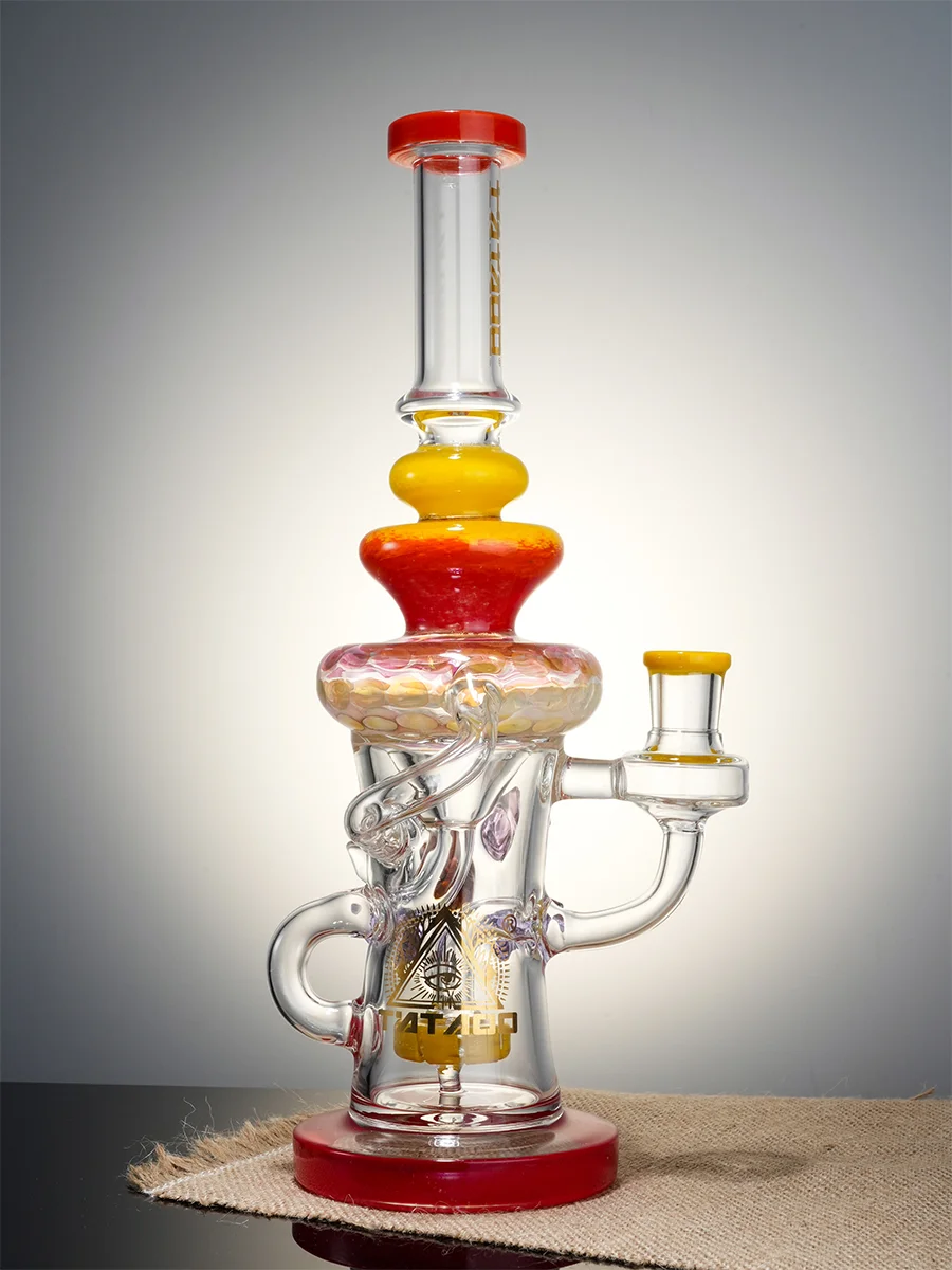 Lookah Rig 12" Cool Crystal Turbine Perc Recycler Dab Rig, Colors: Orange, 4 image