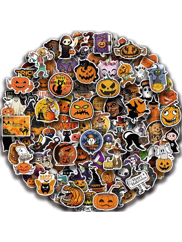 100 Hemp Leaf Stickers with Halloween Doodles
