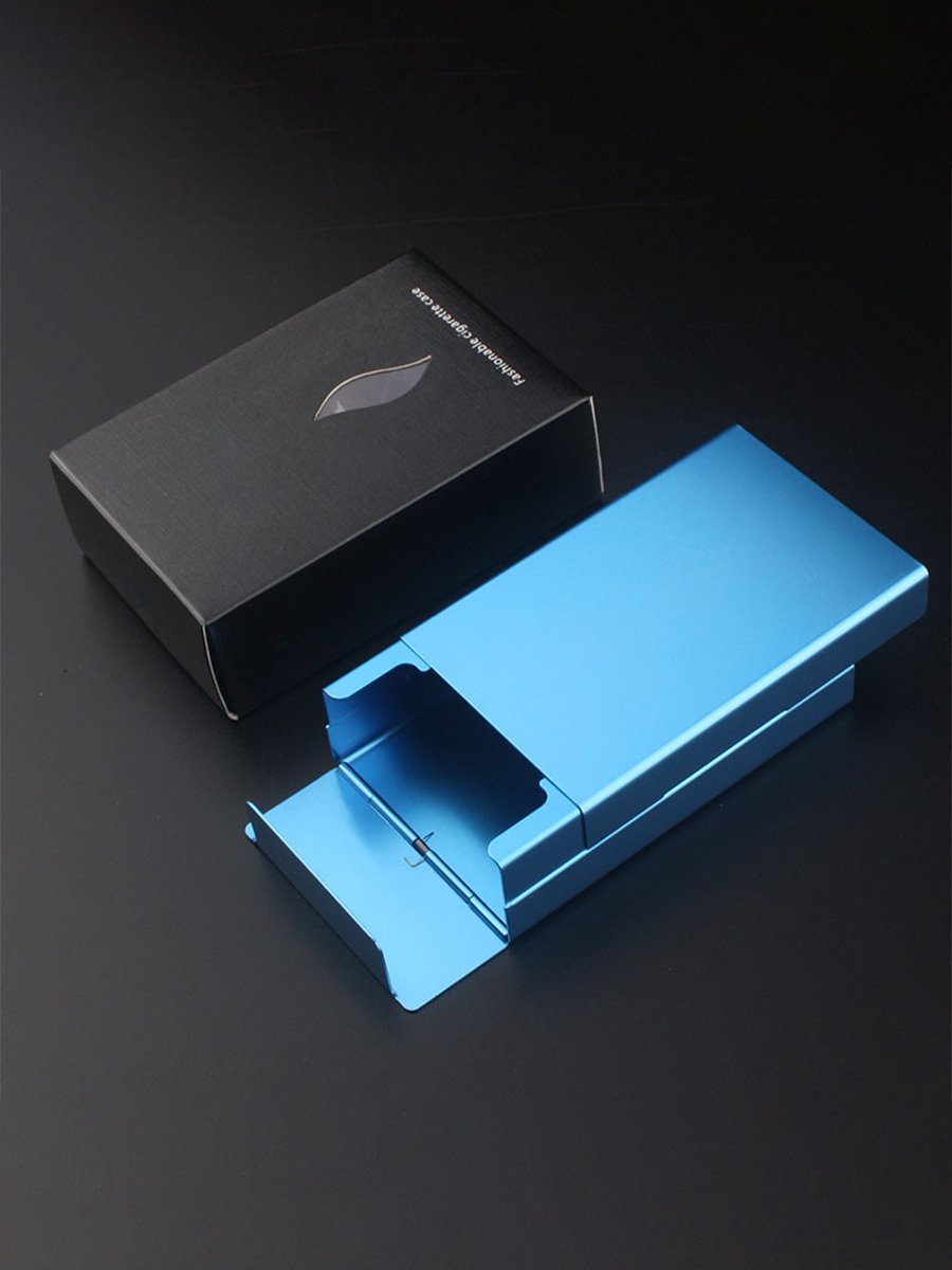 Aluminium Slider Cigarette Case Blue Aluminium Slider Cigarette Case Blue