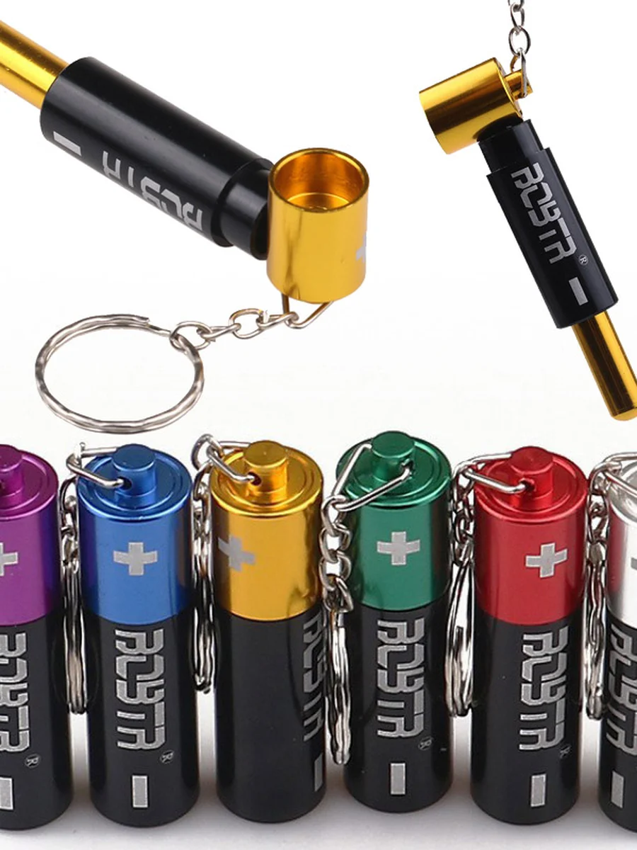 Keychain Battery Shaped Smoking Pipe, 7 image Keychain Battery Shaped Smoking Pipe, 7 image