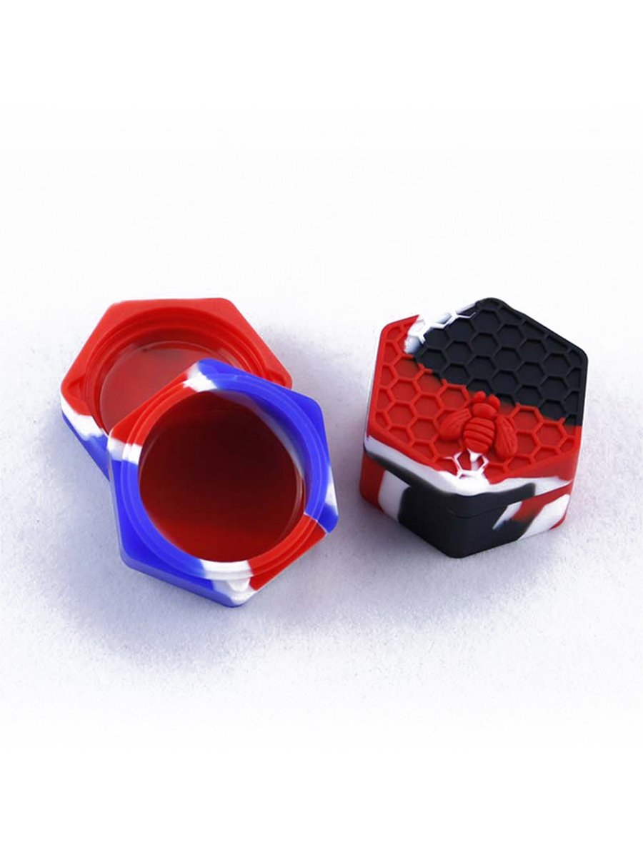 2PCS 26ML Hexagon Silicone ContainerRed Black 2PCS 26ML Hexagon Silicone ContainerRed Black