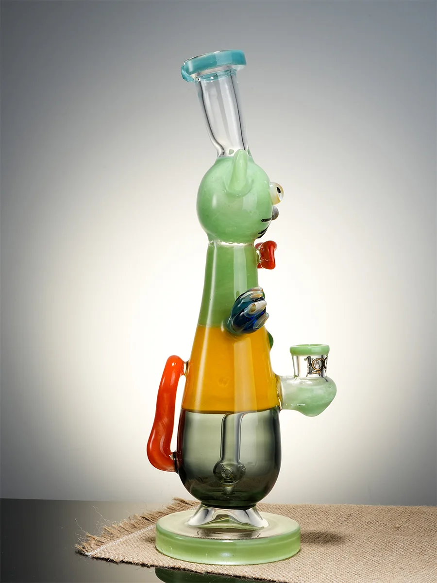 Cute Cat Gentleman Glass Water Pipe4