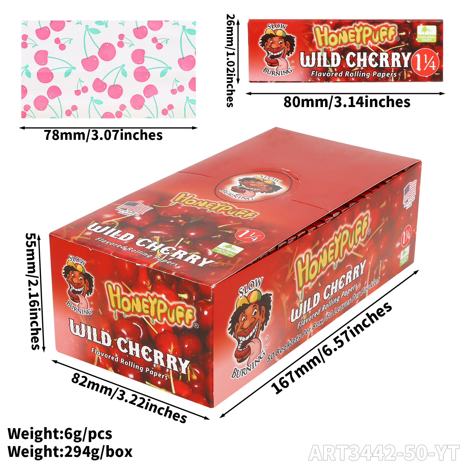 4" 24 Pc Gorilla Pipe, Taste:  cherry cigarette paper