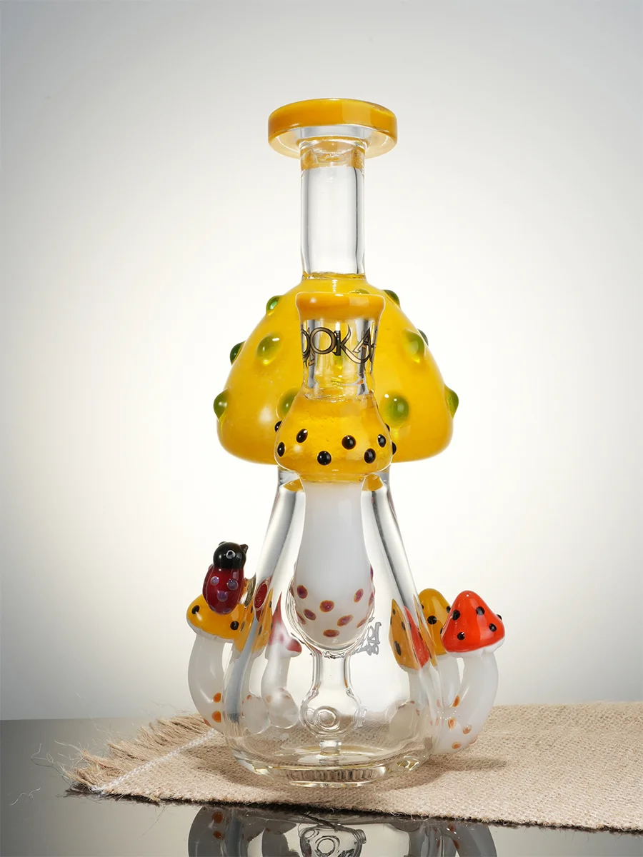 Lookah  8.5" Mini Cute Mushroom Glass Bong, Colors: Yellow