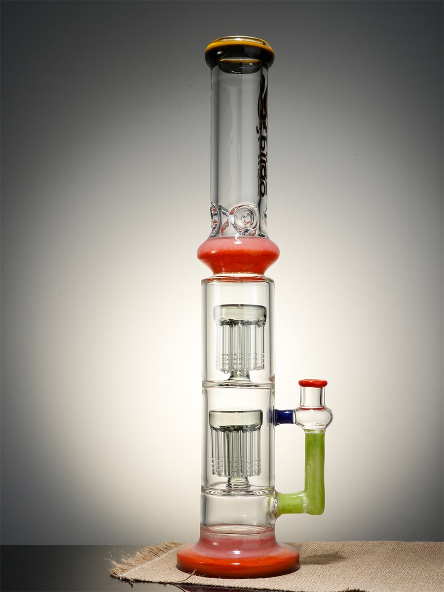 Lookah Bong 16" StraightTube Double Stacked Tree Perc Water Pipe, Colors: G, 5 image