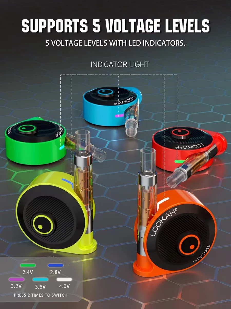 LOOKAH Snail 2.0 | 350 mAh 510 Vape Cart Battery, Color: Purple LOOKAH Snail 2.0 | 350 mAh 510 Vape Cart Battery, Color: Purple