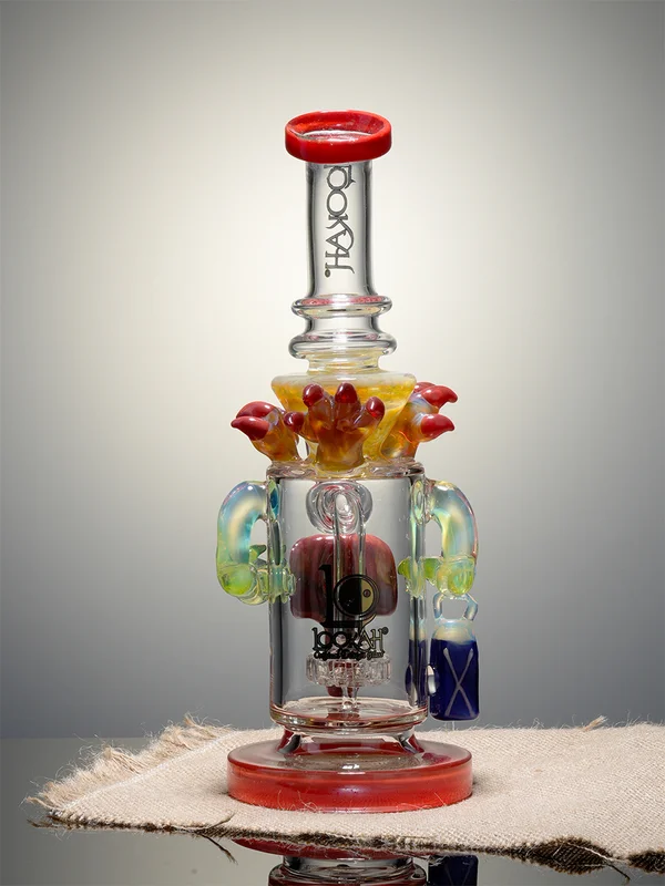 10.5 inch Cool facial sculpture Disc Perc Glass Bong, Color: Red, 2 image