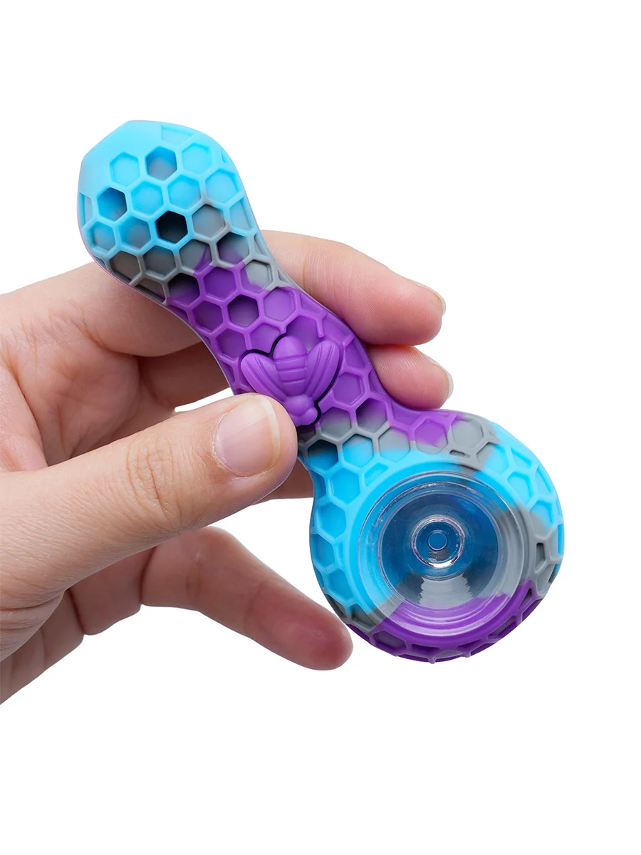 Silicone Honeycomb Spoon Pipe with Glass Bowl, 3 image