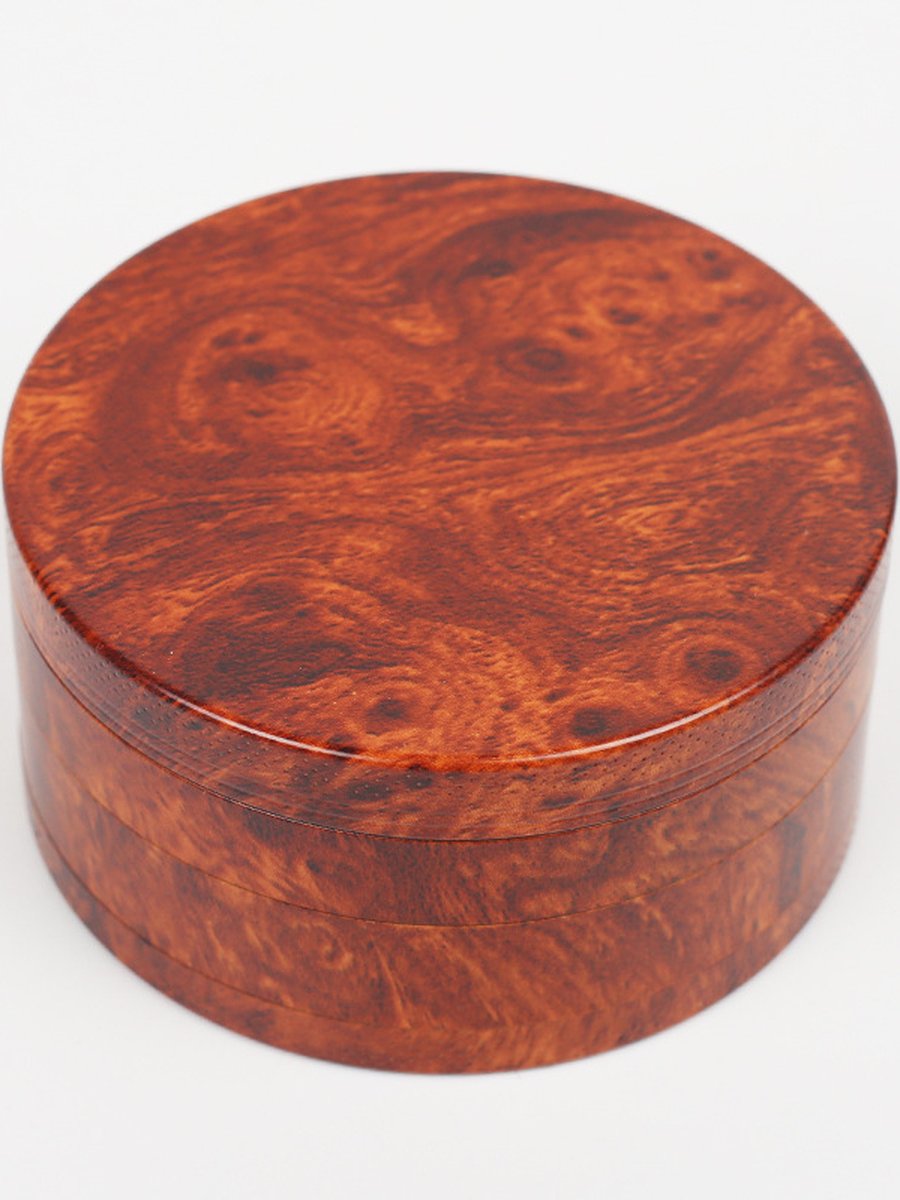 80MM Wood Grain Vintage 4 Layer Zinc Alloy Herb Grinder