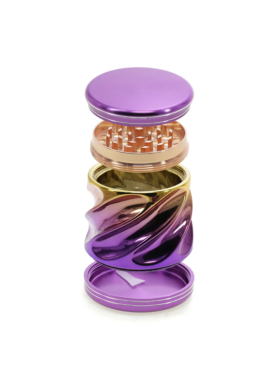 New Colorful Spiral Pattern Four Zinc Alloy Plastic Flat Metal Herb Grinder New Colorful Spiral Pattern Four Zinc Alloy Plastic Flat Metal Herb Grinder