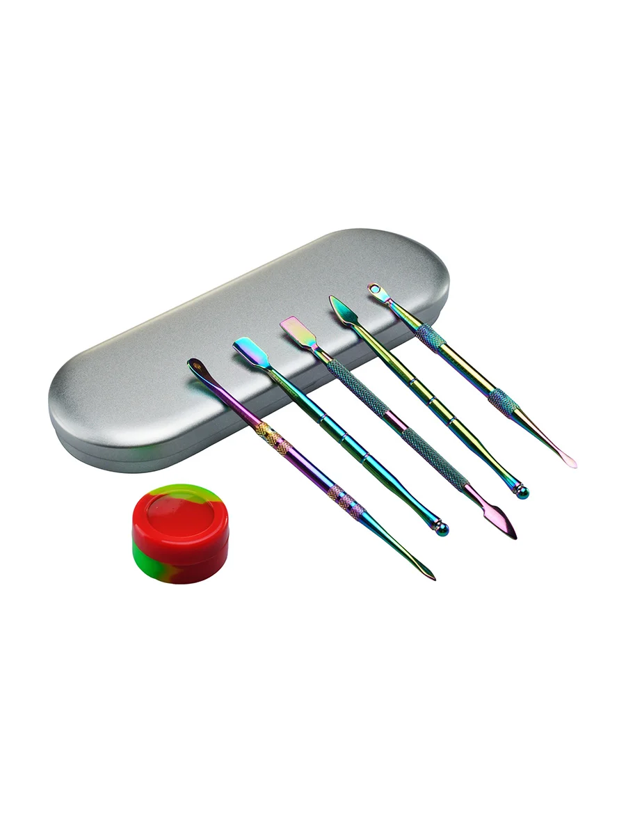 5 PCS Metal Dab Tool Kit with Silicone Container and Travel Case, Color: Rainbow, 7 image
