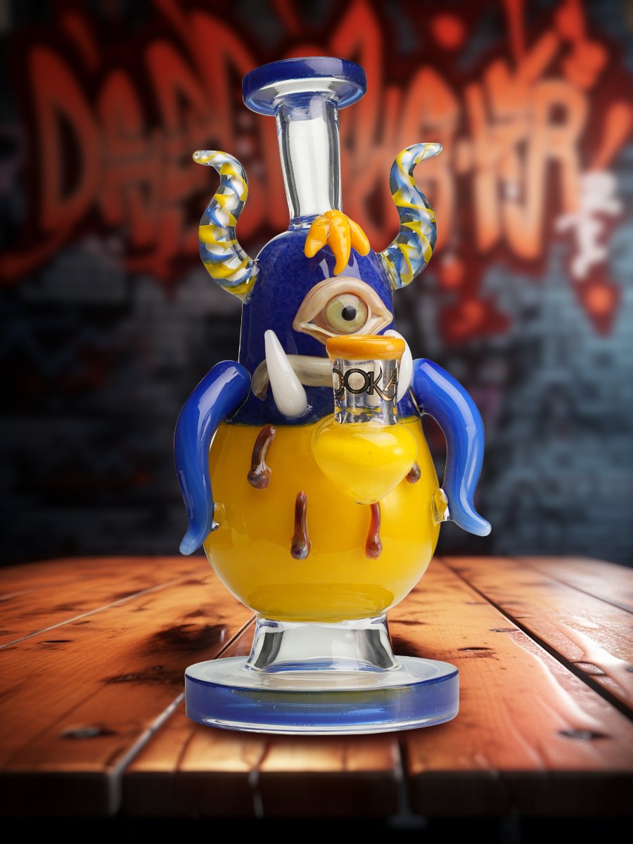 Lookah Bong 8" Mini One-Eyed Big-Bellied Monster Glass Water Pipe blue Lookah Bong 8" Mini One-Eyed Big-Bellied Monster Glass Water Pipe blue
