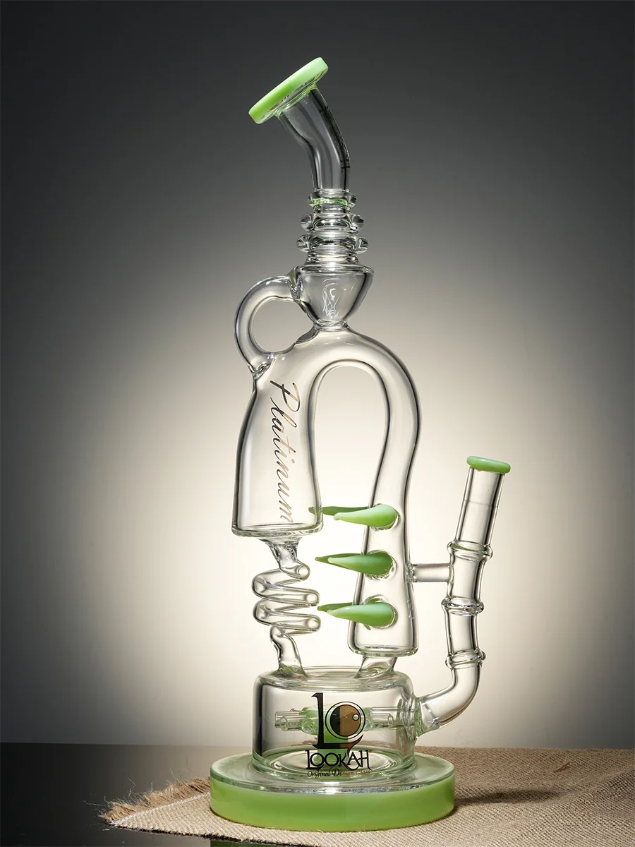 Lookah Bong 15" Sprinkler Perc Accordion Recycler Water Pipe - Green, Colors: Green, 5 image Lookah Bong 15" Sprinkler Perc Accordion Recycler Water Pipe - Green, Colors: Green, 5 image
