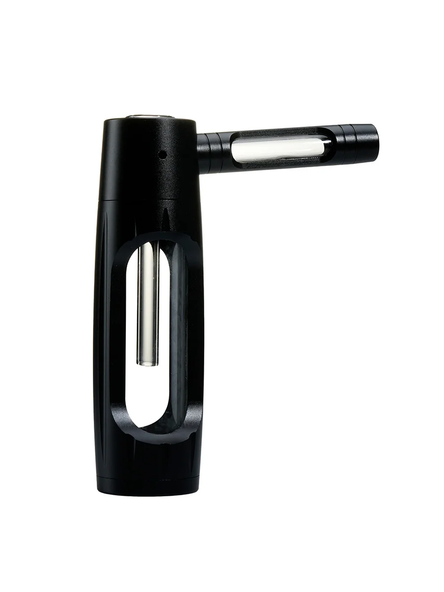 Aluminum Alloy Bubbler Water Smoking Pipe with Glass Bowl, Color: Black, 8 image