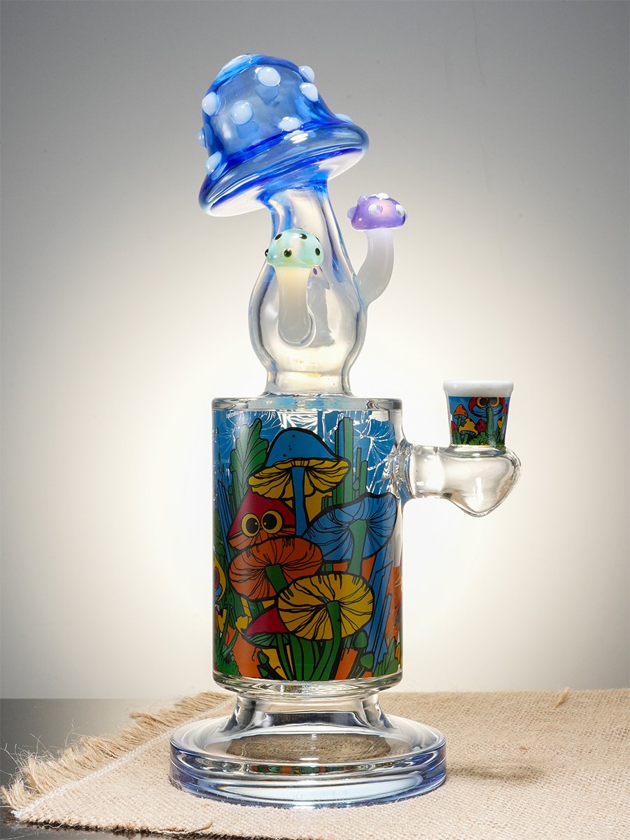 Lookah 10" Cute & Trippy Mushroom Showerhead Perc Glass Bong, Color: Discoloration, 10 image Lookah 10" Cute & Trippy Mushroom Showerhead Perc Glass Bong, Color: Discoloration, 10 image