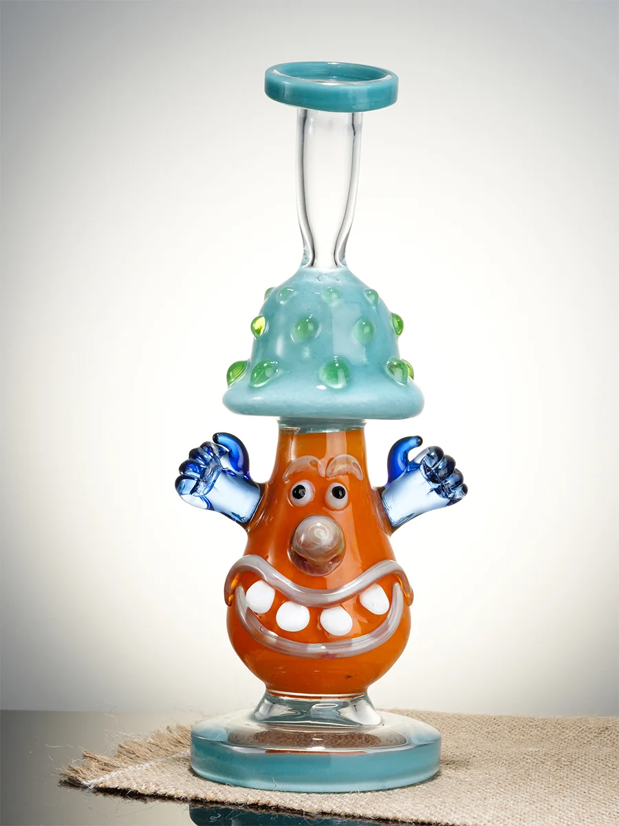 Lookah Rig 8.3" Cute Clown Mushroom Dab Rig, Colors: Orange, 3 image Lookah Rig 8.3" Cute Clown Mushroom Dab Rig, Colors: Orange, 3 image