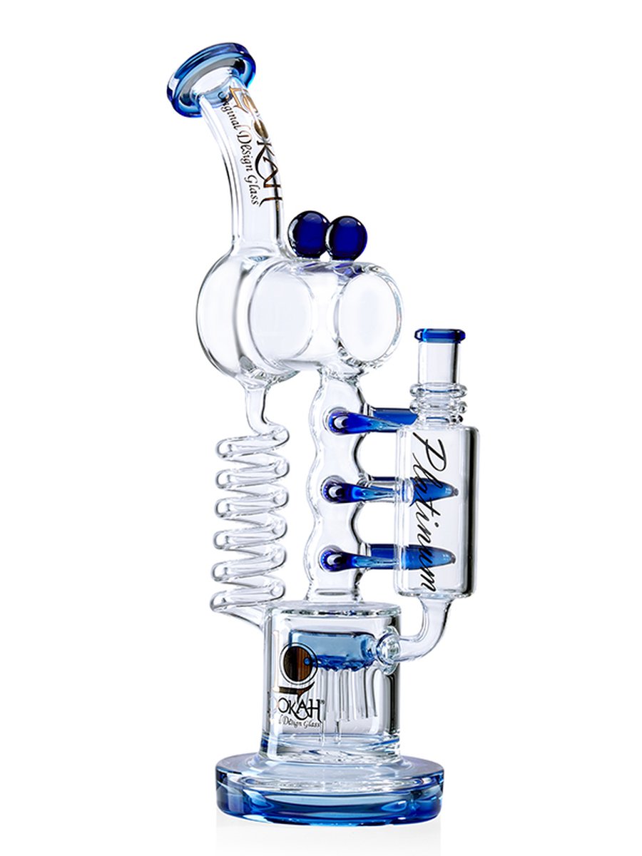 Lookah 14" Recycler Glass Spiderman Shank Water Pipe, Colors: Green, 5 image