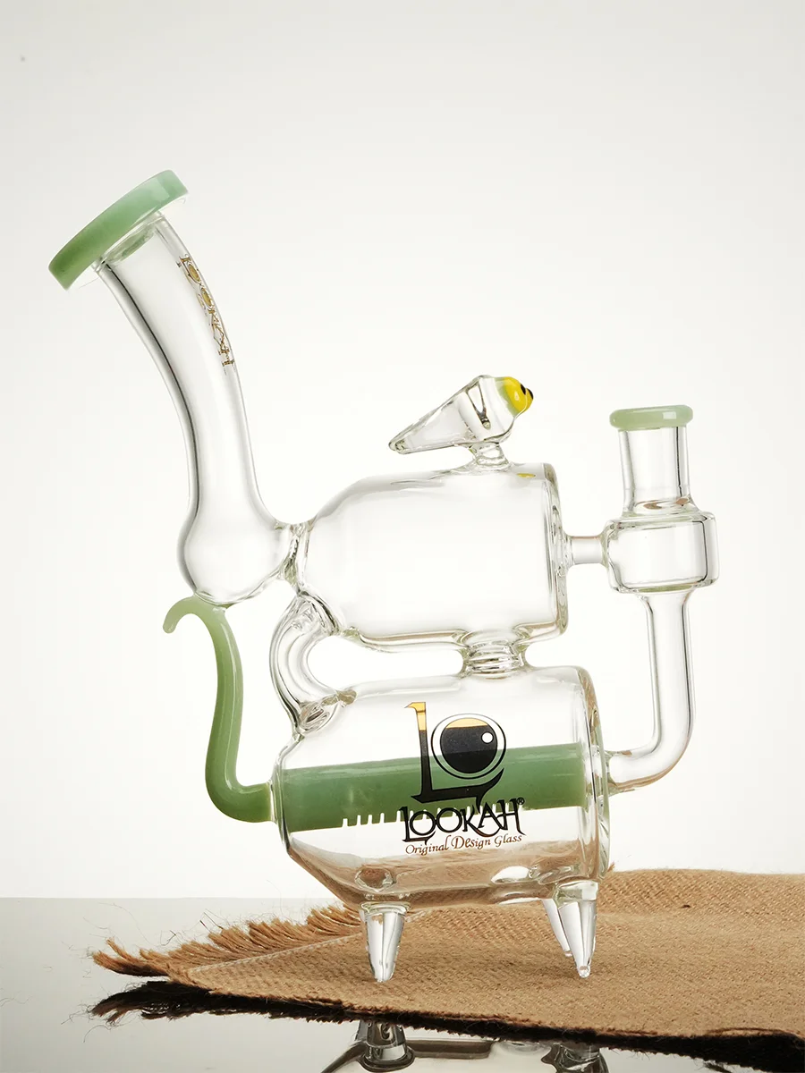 Lookah Bong 9" Cute Recycler Double Chamber Perc Water Pipe, Colors: Blue, 8 image Lookah Bong 9" Cute Recycler Double Chamber Perc Water Pipe, Colors: Blue, 8 image