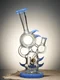 Lookah Bong 11'' Recycler Cute Abstract Bird Glass Water Pipe, Colors: Blue
