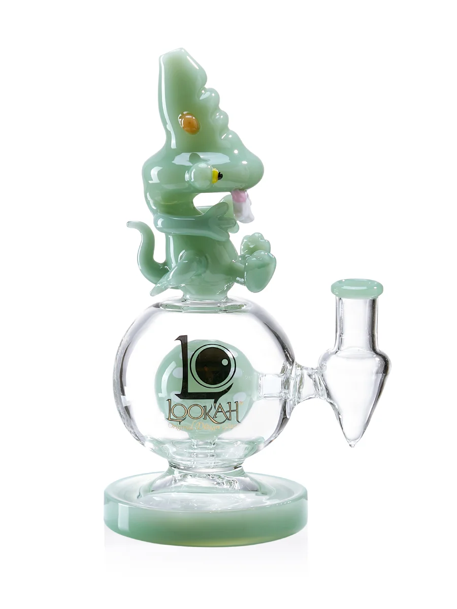 LOOKAH 8.7'' Mini Cute Big Head Dinosaur Glass Bong, Colors: Clear Green, 2 image