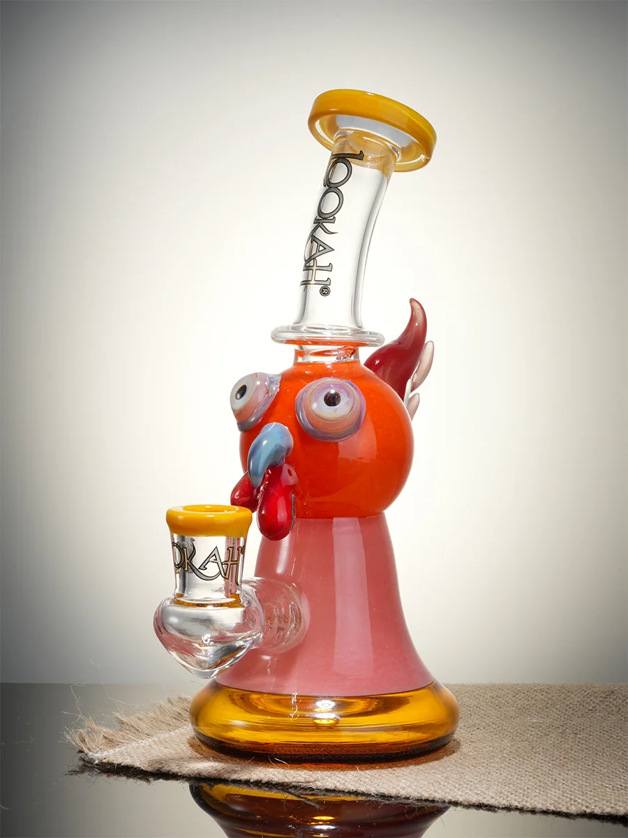 Lookah Rig 7.8" Cute Crested Head Dab Rig, Colors: Orange, 15 image Lookah Rig 7.8" Cute Crested Head Dab Rig, Colors: Orange, 15 image