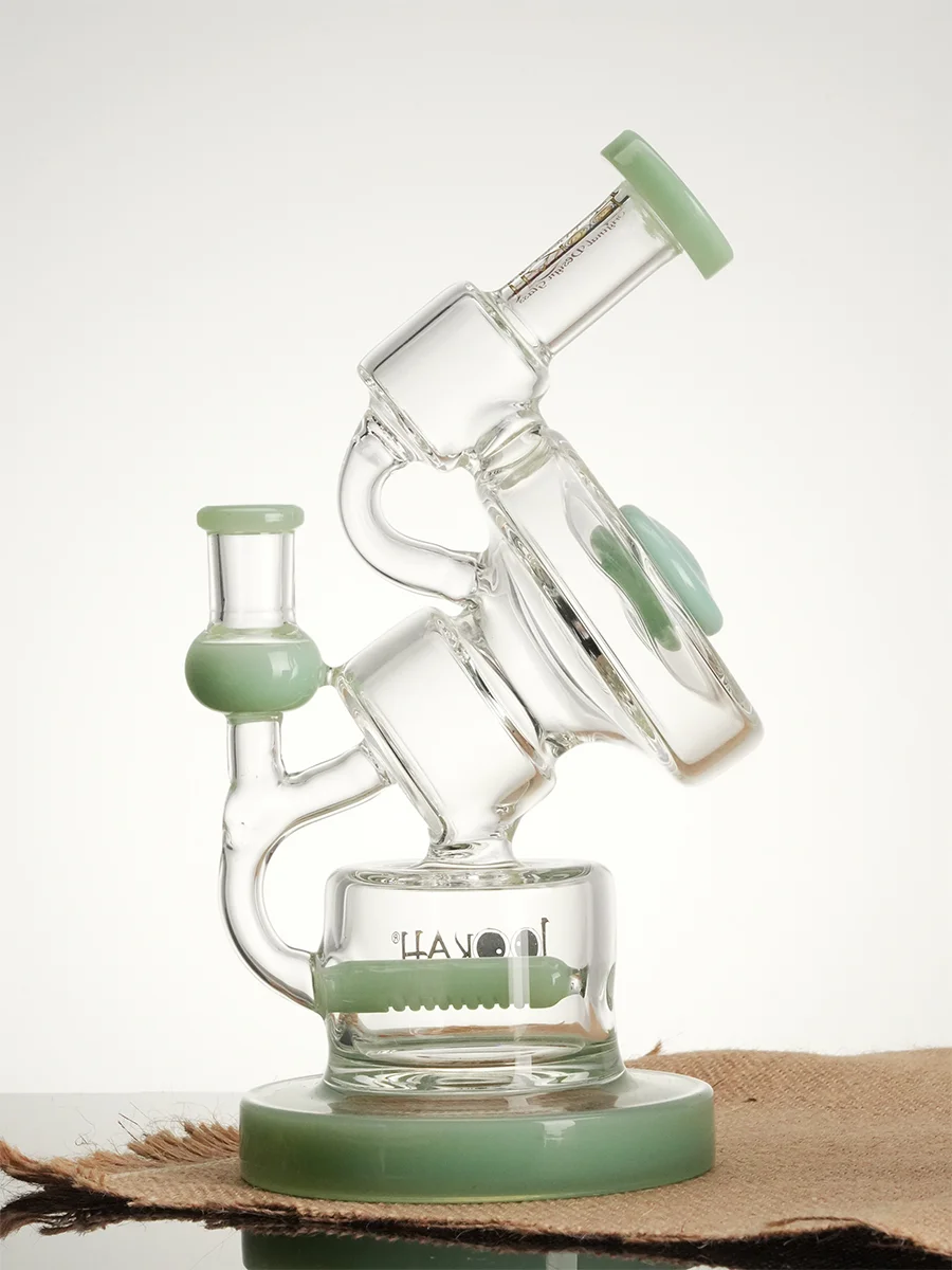 Lookah 9.6" Small Nebula Inline Perc Recycler Glass Bong, Colors: Blue, 4 image Lookah 9.6" Small Nebula Inline Perc Recycler Glass Bong, Colors: Blue, 4 image