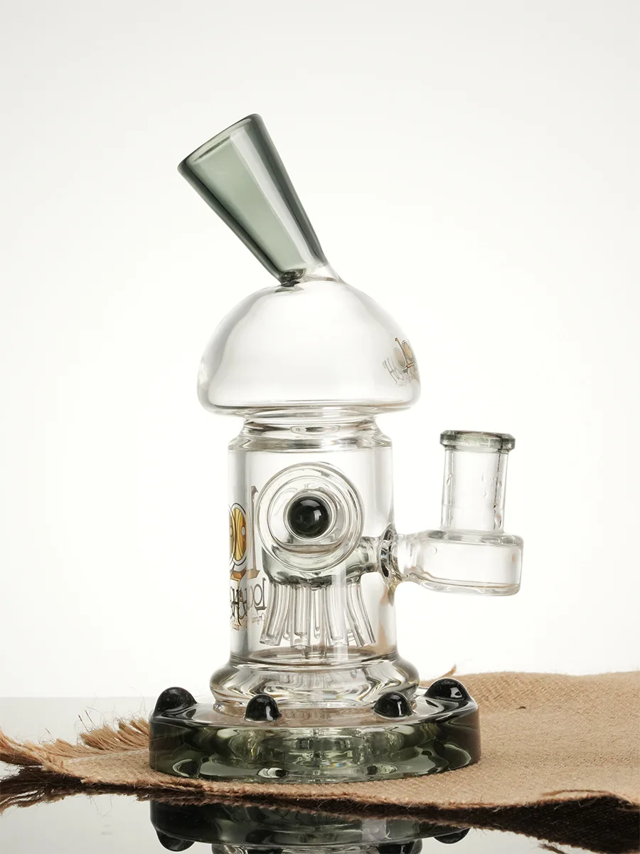 Lookah 8" Mini Jellyfish Tree Perc Steampunk Glass Bong, Colors: Transparent Black